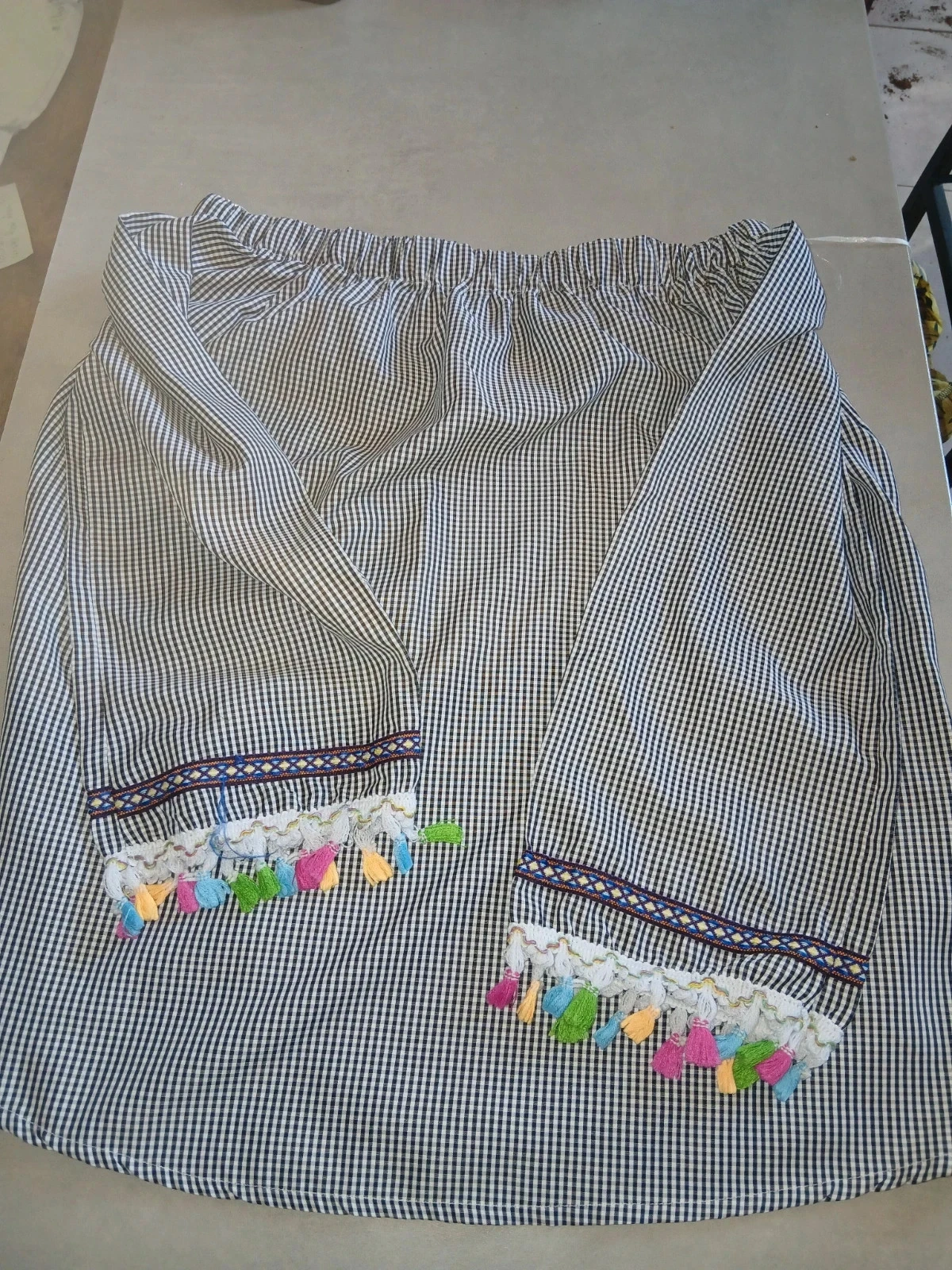 Top Lilie Rose Gingham / Vichy – Détails Pompons & Bohème – Taille M/L